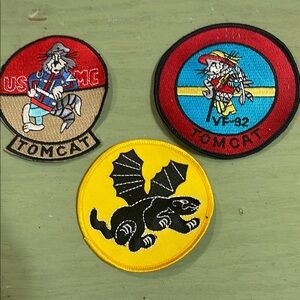 Red and Blue Cartoon Character Patches Set of 3, yellow cat dragon